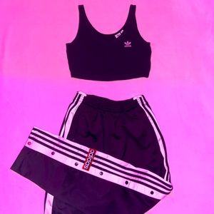 Vintage style Adidas tear away track pants and top